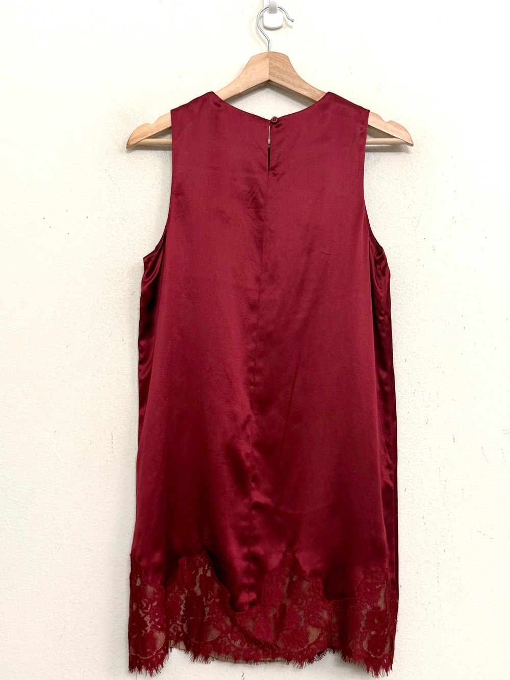 NWT Reformation Jessalyn Silk Lace Trim Mini Dress Chianti Burgundy Size S - Picture 9 of 17